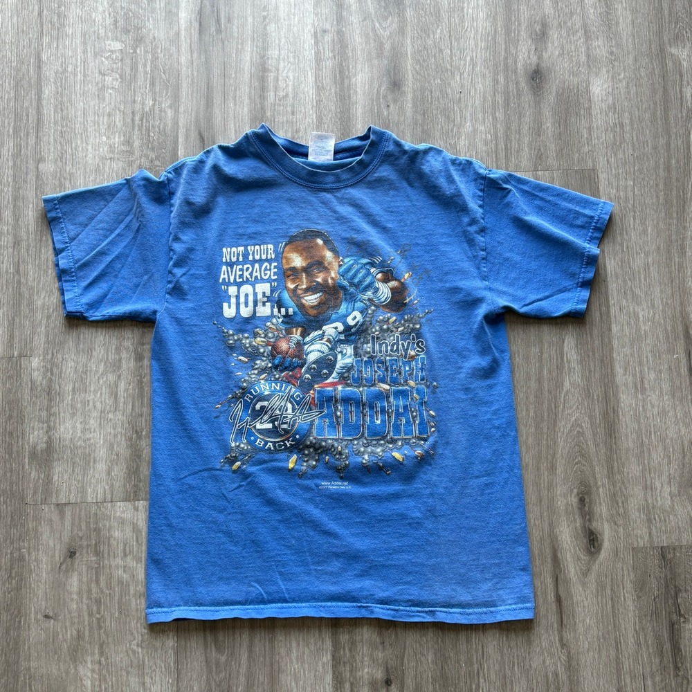 Vintage 2007 Joseph Addai Indianapolis Colts Gildan Blue Graphic Tee Medium